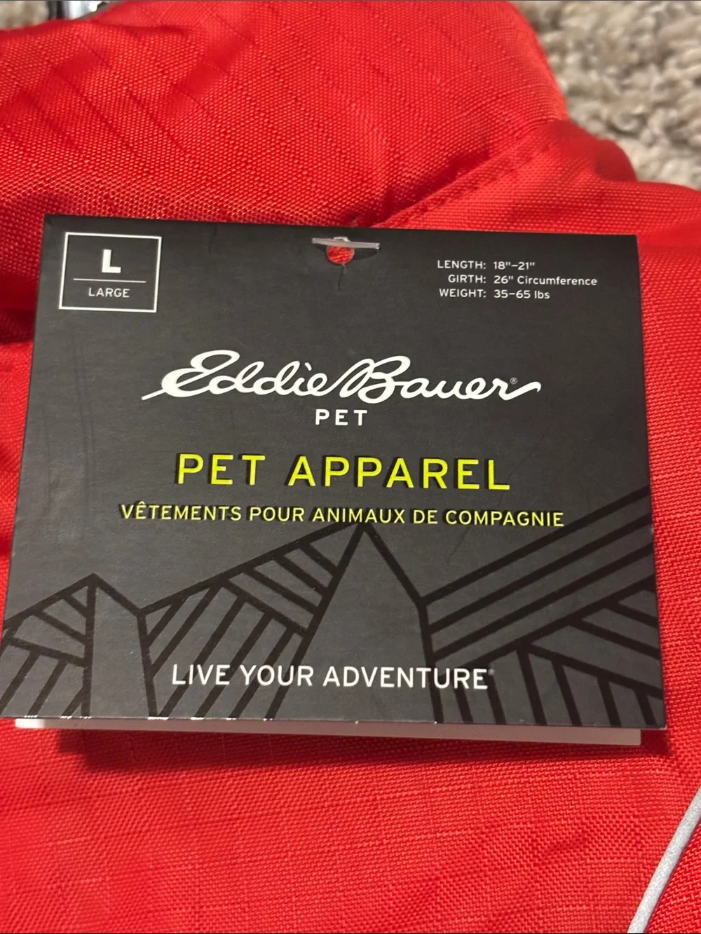 NWT Eddie Bauer PET Peak Performance Dog Coat Large
